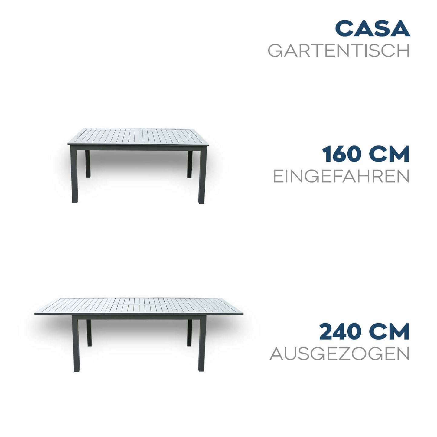 Home Deluxe Garten-Sitzgruppe ausziehbar CASA MADERA - 160/240 x 100 cm 10 Stühle