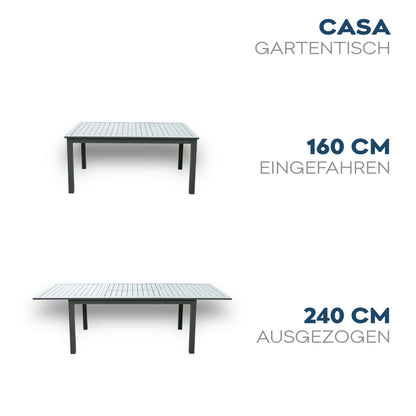 Home Deluxe Garten-Sitzgruppe ausziehbar CASA MADERA - 160/240 x 100 cm 10 Stühle