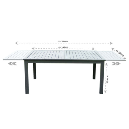 Home Deluxe Garten-Sitzgruppe ausziehbar CASA MADERA - 160/240 x 100 cm 10 Stühle