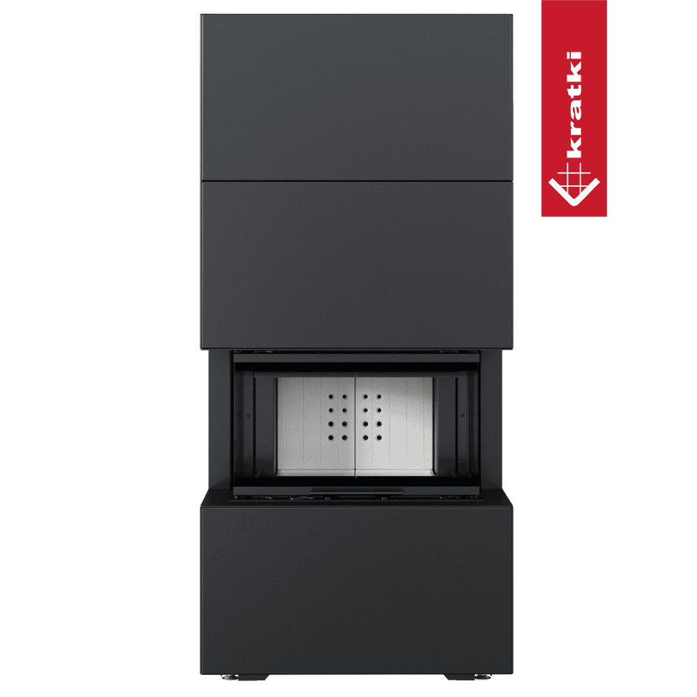 Kratki Kamineinsatz NBC/EASY BOX 7 kW Ø 160 Bausatz Black Mit Türfeder