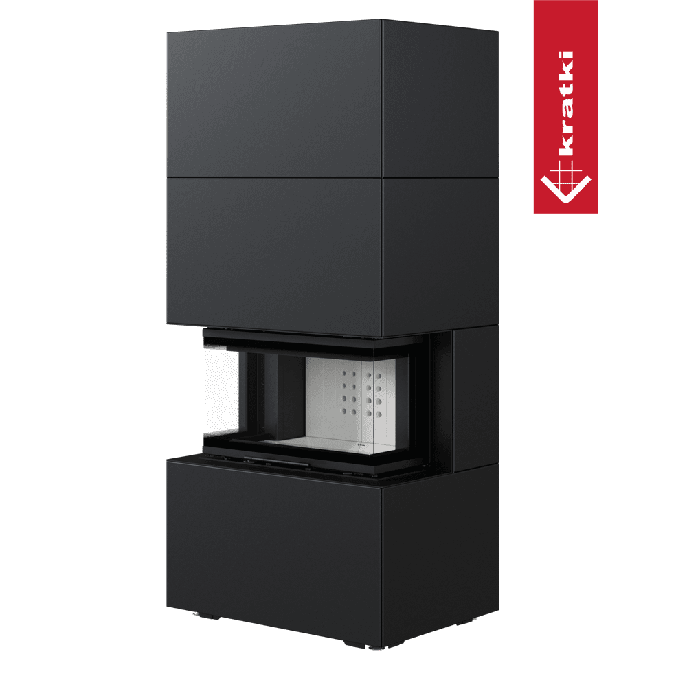 Kratki Kamineinsatz NBC/EASY BOX 7 kW Ø 160 Bausatz Black Mit Türfeder