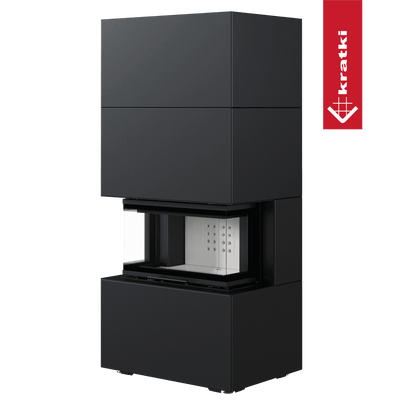 Kratki Kamineinsatz NBC/EASY BOX 7 kW Ø 160 Bausatz Black Mit Türfeder