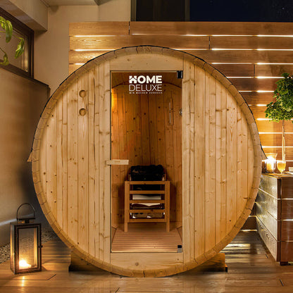 Home Deluxe Outdoor Fasssauna LAHTI L - 195 x 180 cm für 4 Personen