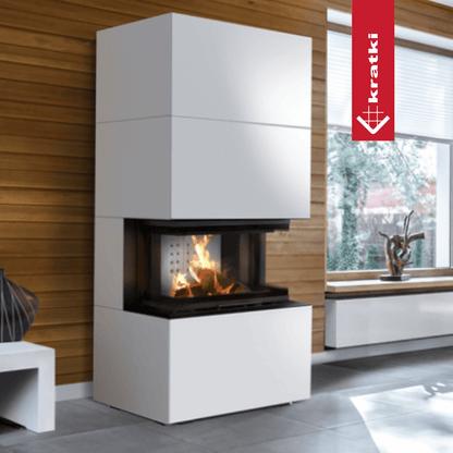 Kratki Kamineinsatz KRATKI NBC/EASY BOX 7 kW Ø 160 Bausatz Weiß Mit Türfeder