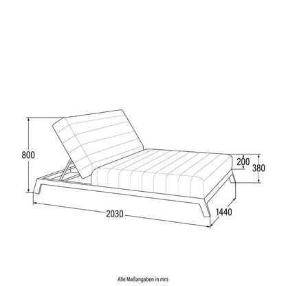 Home Deluxe Sonnenliege für 2 mit verstellbarer Rückenlehne VALENCIA - 203 x 144 cm Anthrazit