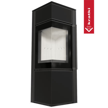 Kratki Kaminofen aus Stahl KRATKI TORA/S 8 kW Ø 150 Quarzsinter Nero Assoluto