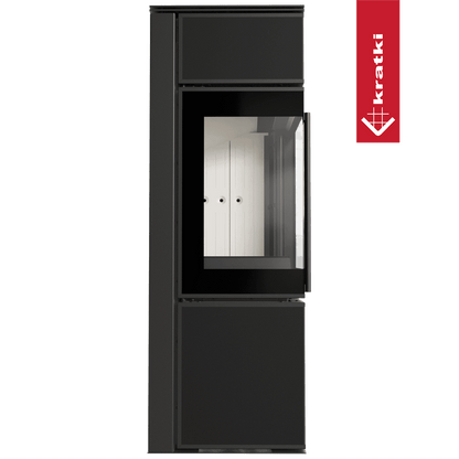 Kratki Kaminofen aus Stahl KRATKI TORA/S 8 kW Ø 150 Quarzsinter Nero Assoluto