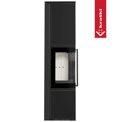 Kratki Kaminofen aus Stahl KRATKI TORA/L 8 kW Ø 150 Quarzsinter Nero Assoluto