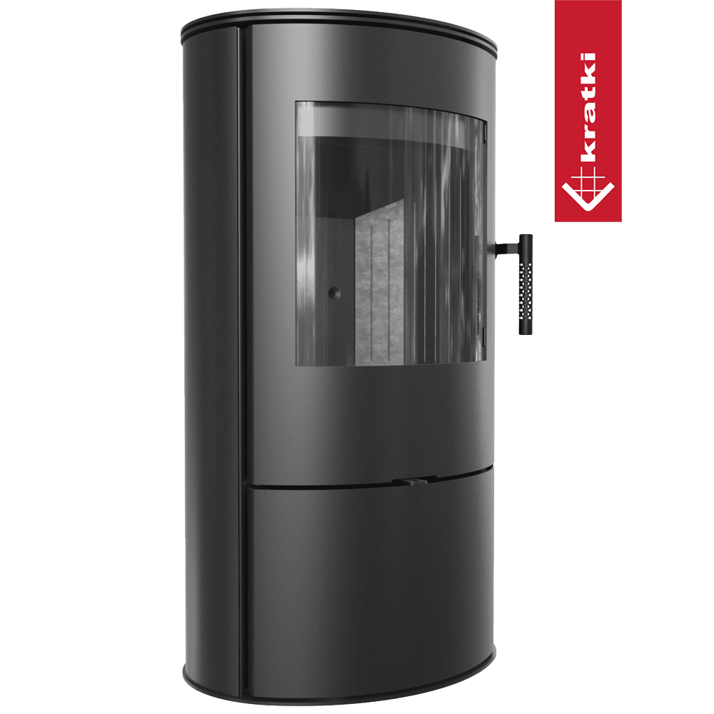 Kratki KAMINOFEN AUS STAHL KRATKI ROLLO Ø 150 7 KW SCHWARZE THERMOTEC-AUSKLEIDUNG Satz