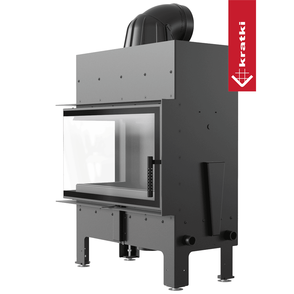 Kratki Kamineinsatz aus Stahl KRATKI FLOKI S links 8 kW Ø 160 schwarz Verkleidung