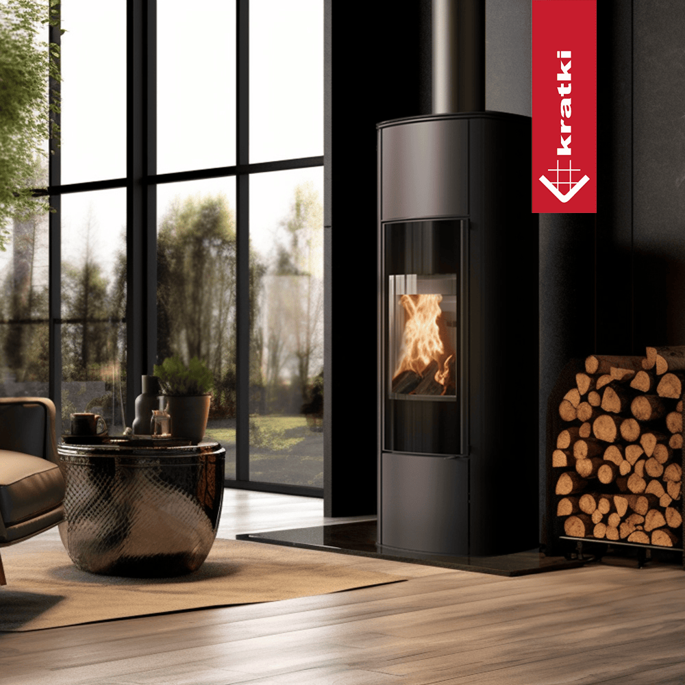 Kratki Freistehender Stahlofen KRATKI AB KRATKI ENYO R Hoch 5,5 kW Ø 100/150