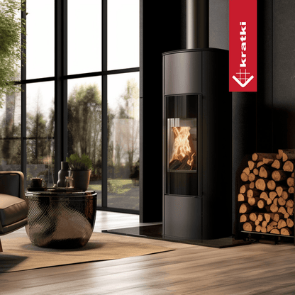 Kratki Freistehender Stahlofen KRATKI AB KRATKI ENYO R Hoch 5,5 kW Ø 100/150