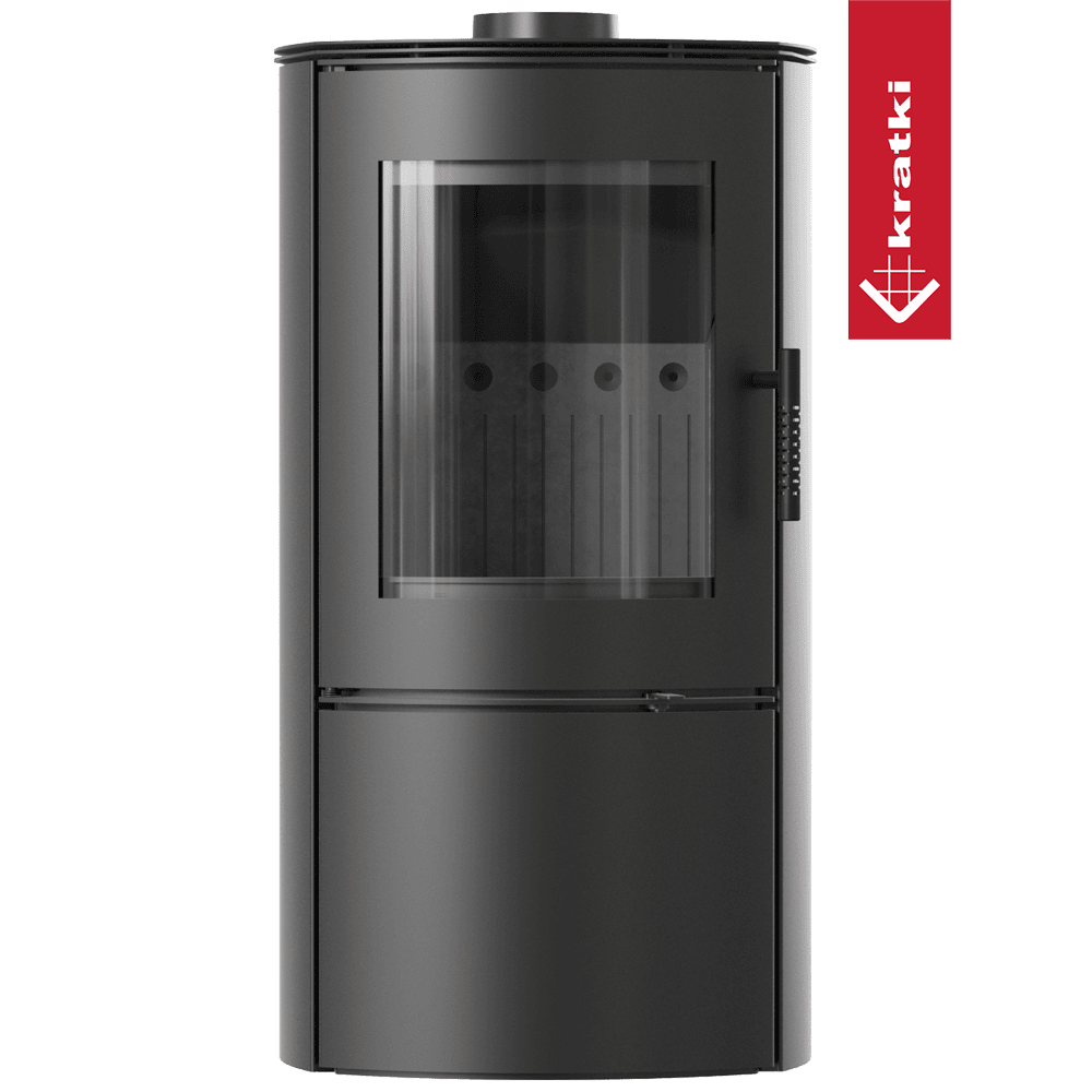 Kratki Kaminofen aus Stahl KRATKI FALCON Ø 150 10 kW Schwarze Thermotec-Auskleidung