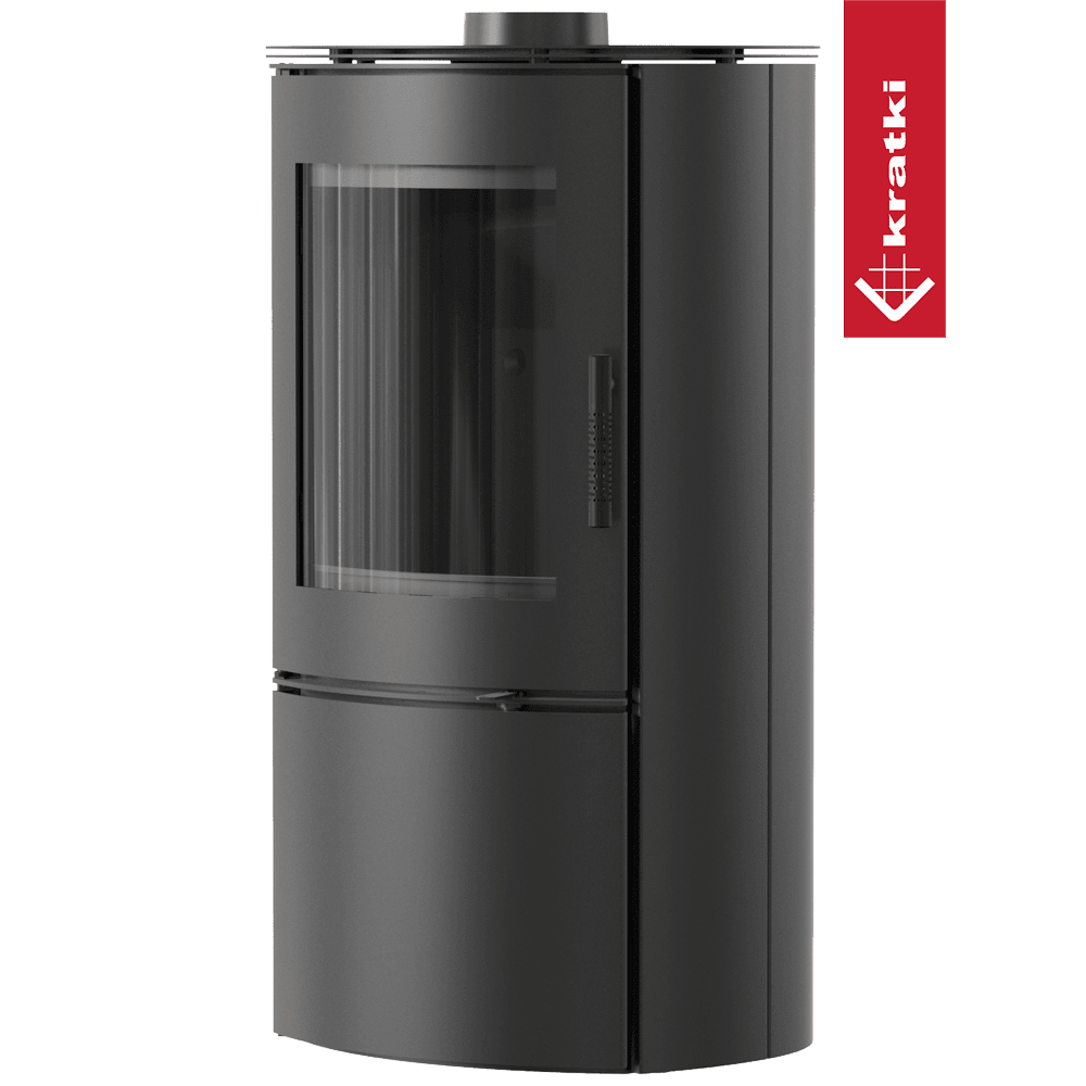 Kratki Kaminofen aus Stahl KRATKI FALCON Ø 150 10 kW Schwarze Thermotec-Auskleidung