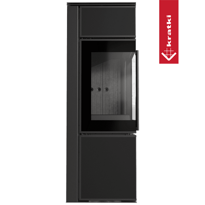 Kratki Kaminofen aus Stahl KRATKI TORA/S 8 kW Ø 150 Quarzsinter Nero Assoluto schwarz Verkleidung