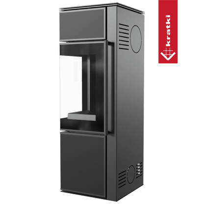 Kratki Kaminofen aus Stahl KRATKI TORA/S 8 kW Ø 150 Quarzsinter Nero Assoluto schwarz Verkleidung
