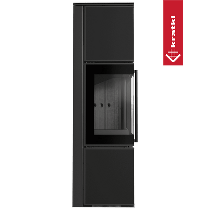 Kratki Kaminofen aus Stahl KRATKI TORA/M 8 kW Ø 150 Quarzsinter Nero Assoluto schwarz Verkleidung