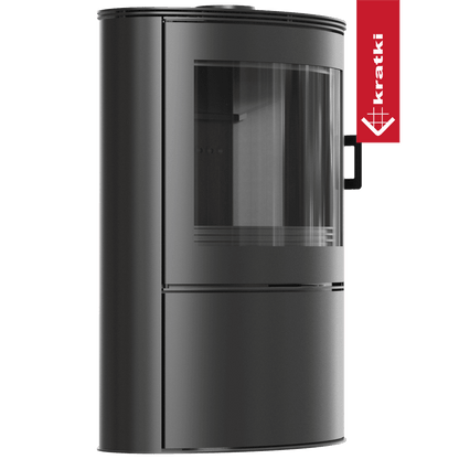 Kratki Kaminofen aus stahl KRATKI AB S/2 Ø 150 10 kW mit Türfeder schwarz Verkleidung