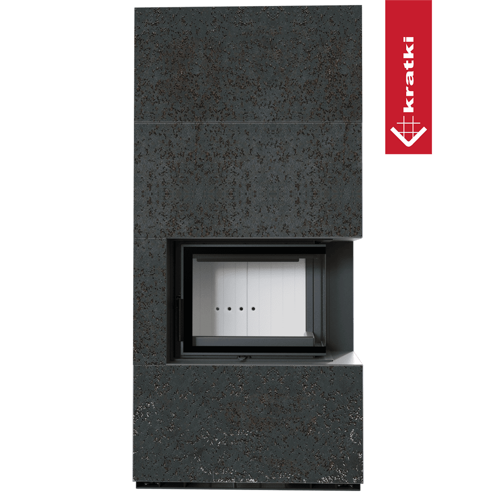 Kratki Kaminbausatz KRATKI FLOKI BOX rechts 8 kW Ø 160 Quarzsinter OXIDE NERO