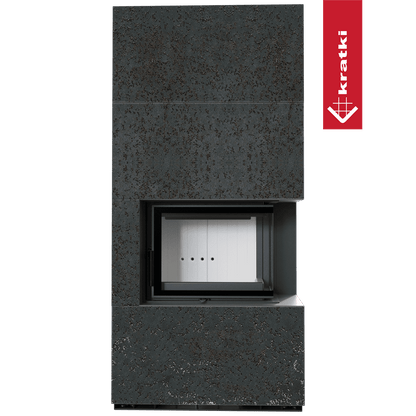 Kratki Kaminbausatz KRATKI FLOKI BOX rechts 8 kW Ø 160 Quarzsinter OXIDE NERO