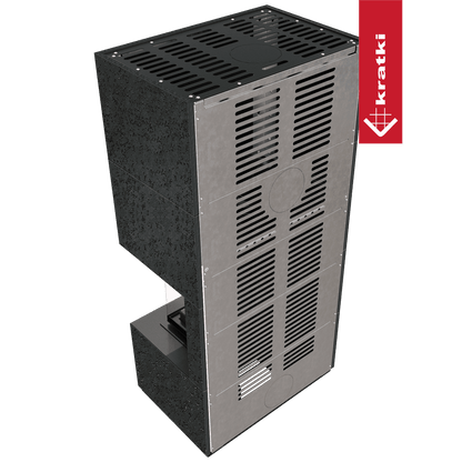 Kratki Kaminbausatz KRATKI FLOKI BOX rechts 8 kW Ø 160 Quarzsinter OXIDE NERO