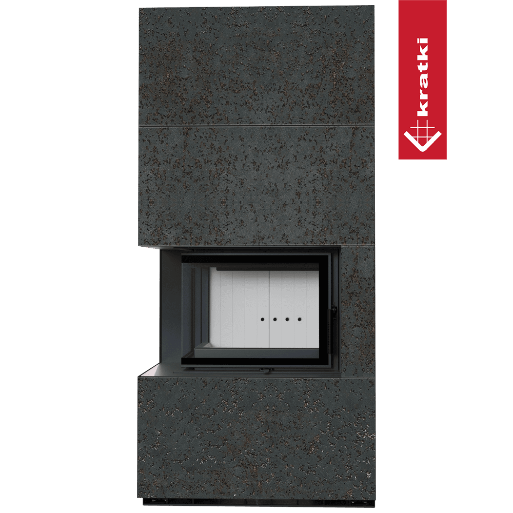 Kratki Kaminbausatz KRATKI FLOKI BOX links 8 kW Ø 160 Quarzsinter OXIDE NERO