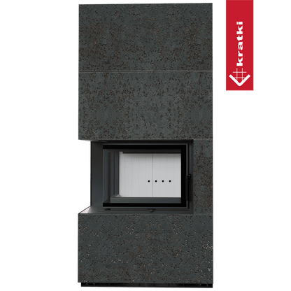 Kratki Kaminbausatz KRATKI FLOKI BOX links 8 kW Ø 160 Quarzsinter OXIDE NERO