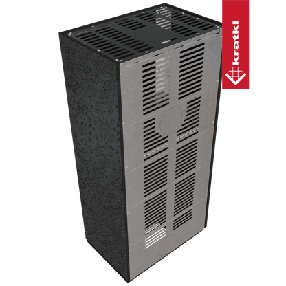 Kratki Kaminbausatz KRATKI FLOKI BOX links 8 kW Ø 160 Quarzsinter OXIDE NERO