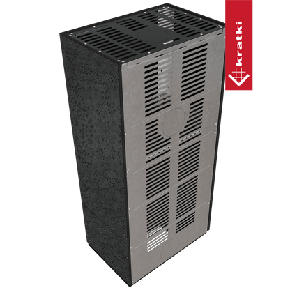 Kratki Kaminbausatz KRATKI FLOKI BOX links 8 kW Ø 160 Quarzsinter OXIDE NERO schwarz Verkleidung