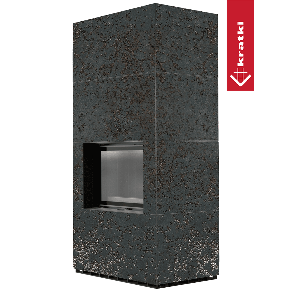 Kratki Kaminbausatz KRATKI FLOKI BOX 8 kW Ø 160 Quarzsinter OXIDE NERO schwarz Verkleidung