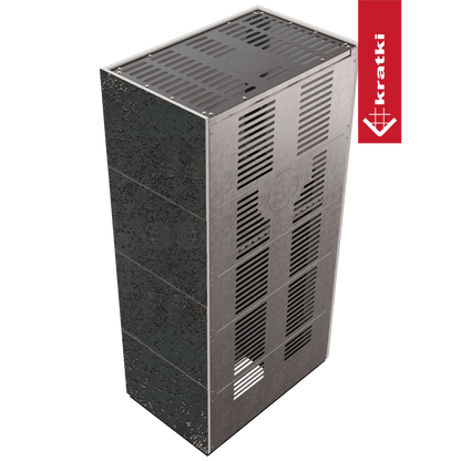 Kratki Kaminbausatz KRATKI FLOKI BOX 8 kW Ø 160 Quarzsinter OXIDE NERO schwarz Verkleidung
