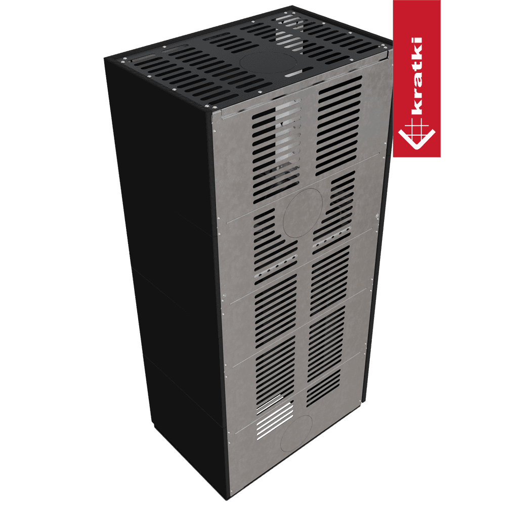 Kratki Kaminbausatz KRATKI FLOKI BOX rechts 8 kW Ø 160 Quarzsinter NERO ASSOLUTO schwarz Verkleidung