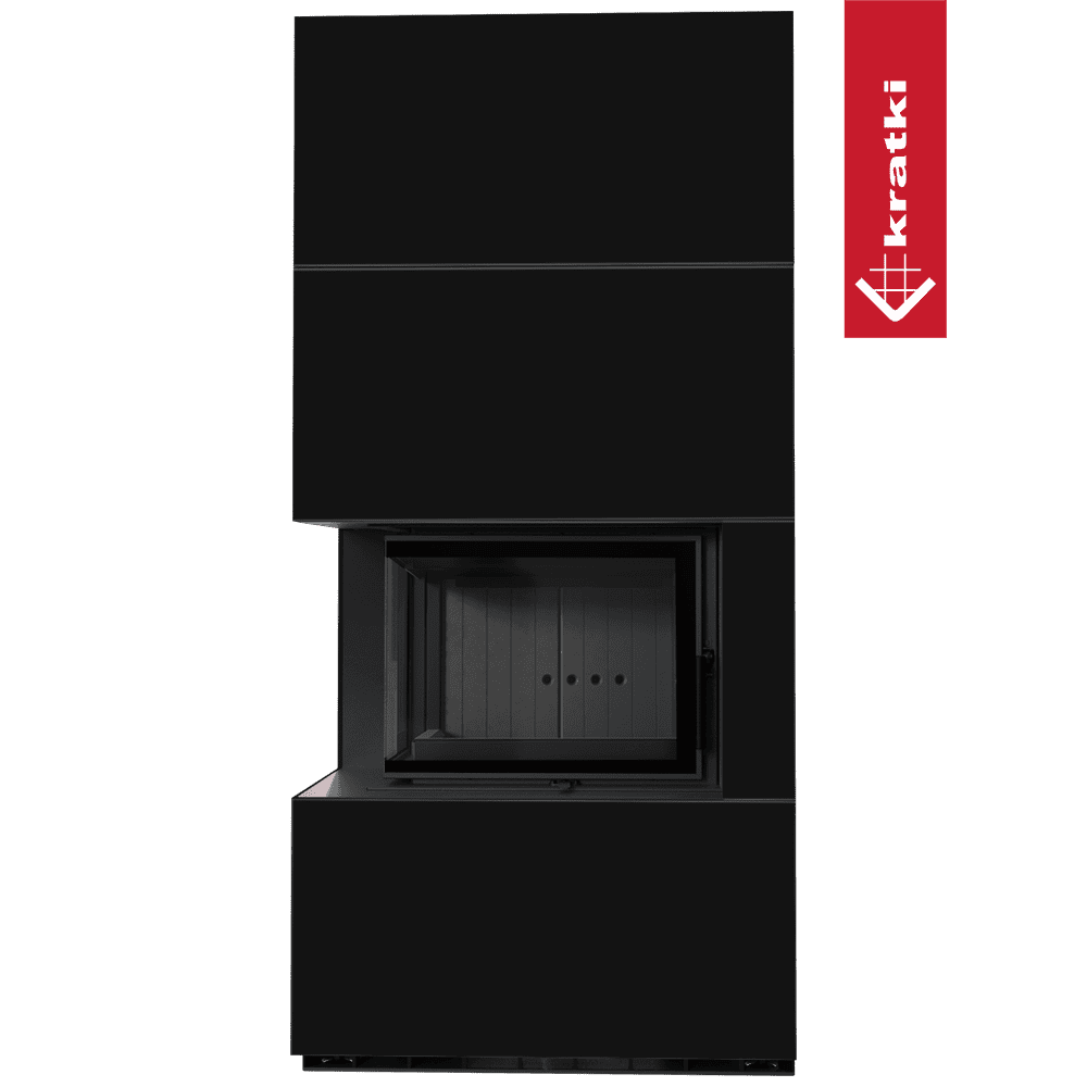 Kratki Kaminbausatz KRATKI FLOKI BOX links 8 kW Ø 160 Quarzsinter NERO ASSOLUTO schwarz Verkleidung