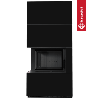 Kratki Kaminbausatz KRATKI FLOKI BOX links 8 kW Ø 160 Quarzsinter NERO ASSOLUTO schwarz Verkleidung