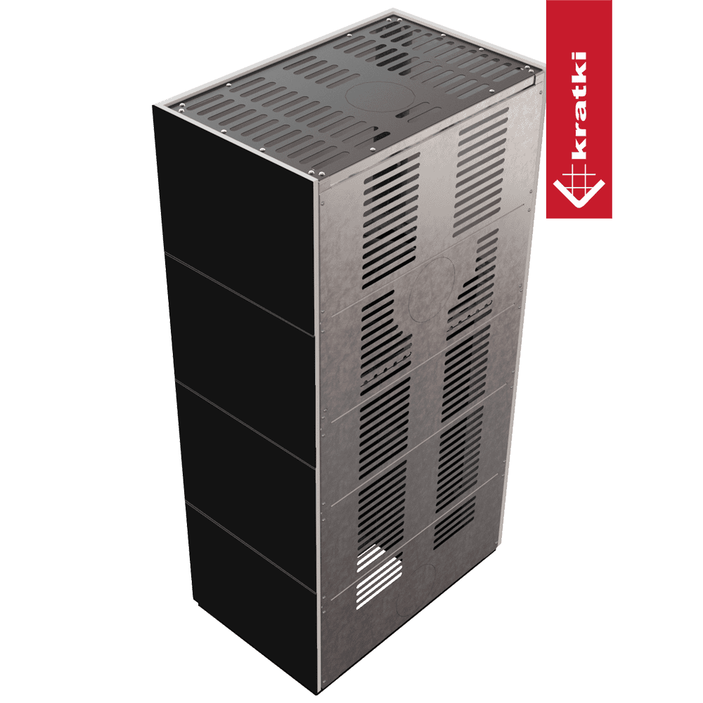Kratki Kaminbausatz KRATKI FLOKI BOX 8 kW Ø 160 Quarzsinter NERO ASSOLUTO schwarz Verkleidung