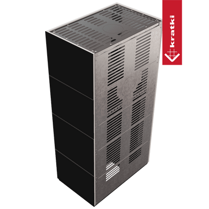 Kratki Kaminbausatz KRATKI FLOKI BOX 8 kW Ø 160 Quarzsinter NERO ASSOLUTO schwarz Verkleidung