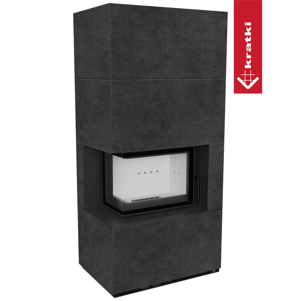 Kratki Kaminbausatz KRATKI FLOKI BOX links 8 kW Ø 160 Quarzsinter FOKOS GRAFITE