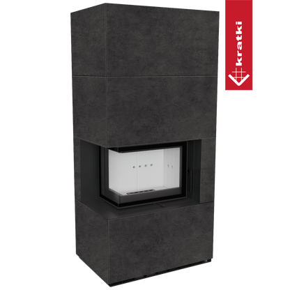 Kratki Kaminbausatz KRATKI FLOKI BOX links 8 kW Ø 160 Quarzsinter FOKOS GRAFITE