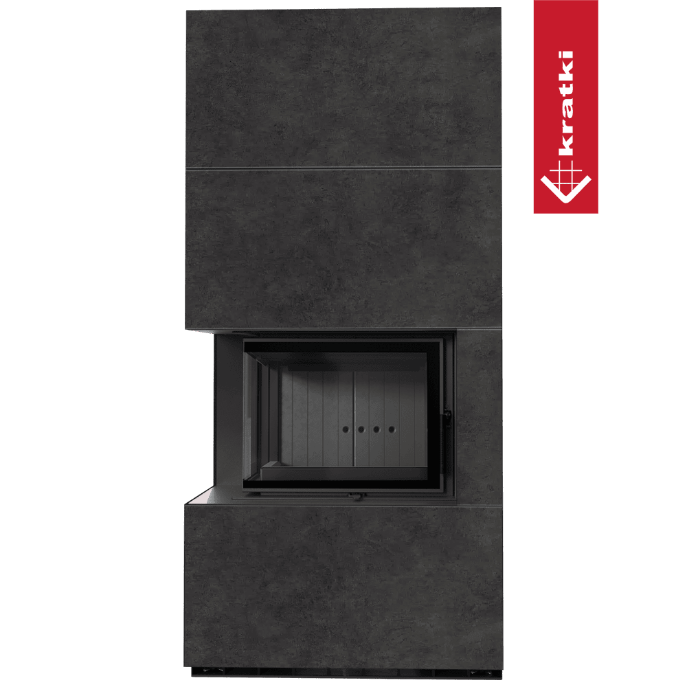 Kratki Kaminbausatz KRATKI FLOKI BOX links 8 kW Ø 160 Quarzsinter FOKOS GRAFITE schwarz Verkleidung