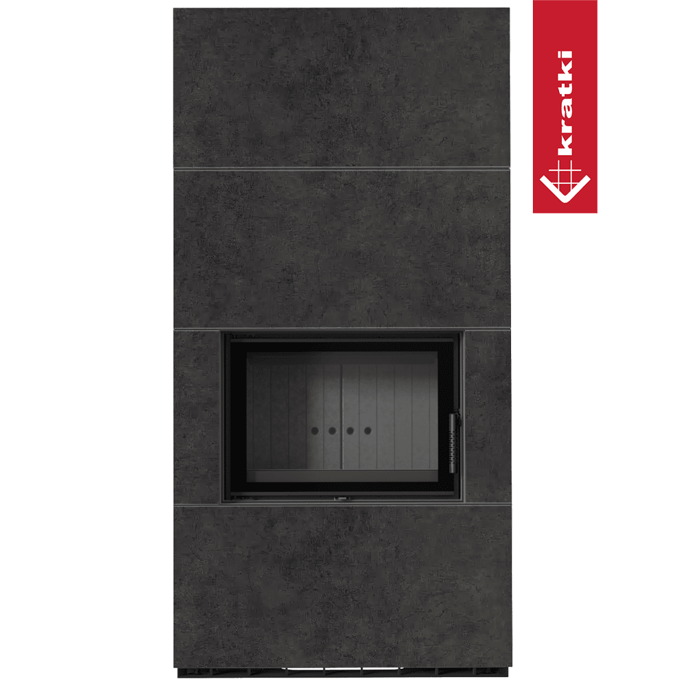 Kratki Kaminbausatz KRATKI FLOKI BOX 8 kW Ø 160 Quarzsinter FOKOS GRAFITE schwarz Verkleidung