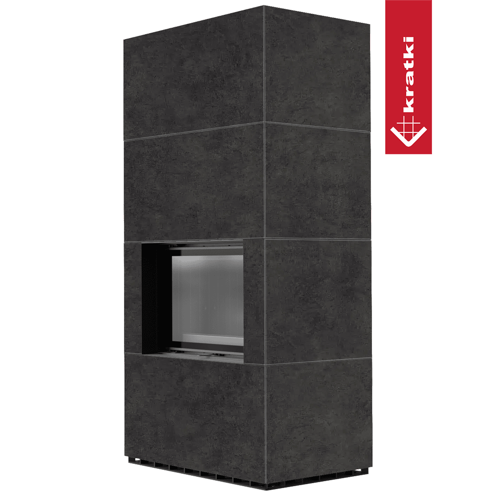 Kratki Kaminbausatz KRATKI FLOKI BOX 8 kW Ø 160 Quarzsinter FOKOS GRAFITE schwarz Verkleidung