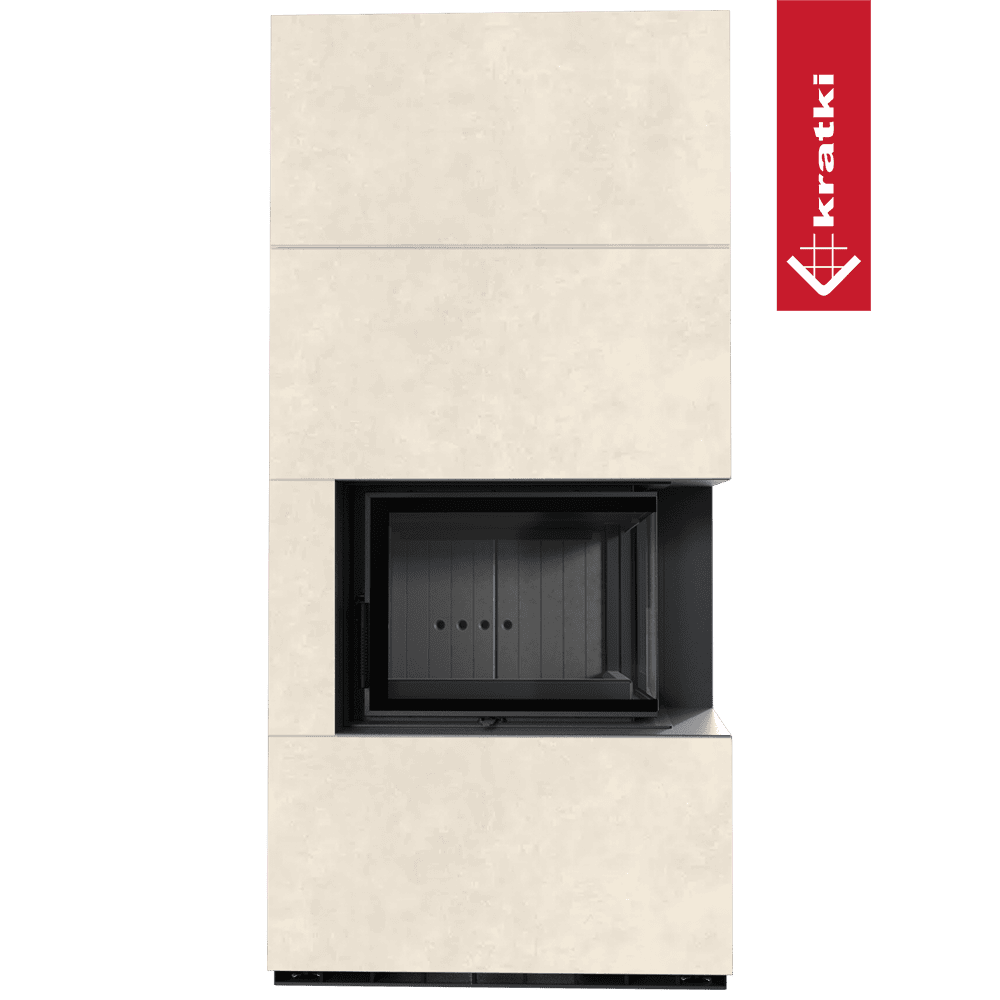 Kratki Kaminbausatz KRATKI FLOKI BOX rechts 8 kW Ø 160 Quarzsinter FOKOS TALCO schwarz Verkleidung