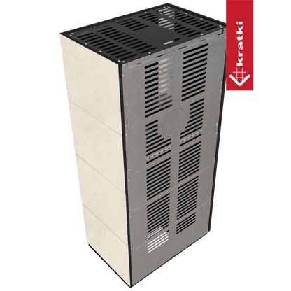 Kratki Kaminbausatz KRATKI FLOKI BOX rechts 8 kW Ø 160 Quarzsinter FOKOS TALCO schwarz Verkleidung