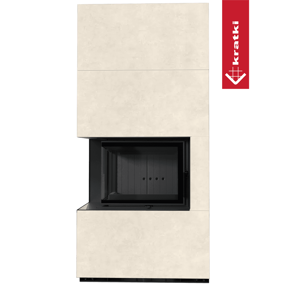 Kratki Kaminbausatz KRATKI FLOKI BOX links 8 kW Ø 160 Quarzsinter FOKOS TALCO schwarz Verkleidung