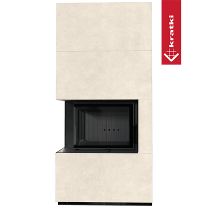 Kratki Kaminbausatz KRATKI FLOKI BOX links 8 kW Ø 160 Quarzsinter FOKOS TALCO schwarz Verkleidung