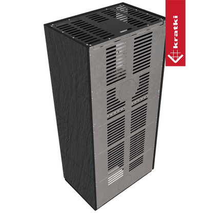 Kratki Kaminbausatz KRATKI FLOKI BOX rechts 8 kW Ø 160 Quarzsinter NATURALI ARDESIA NERO A SPACCO schwarz Verkleidungz