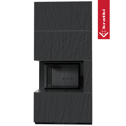 Kratki Kaminbausatz KRATKI FLOKI BOX links 8 kW Ø 160 Quarzsinter NATURALI ARDESIA NERO A SPACCO schwarz Verkleidung