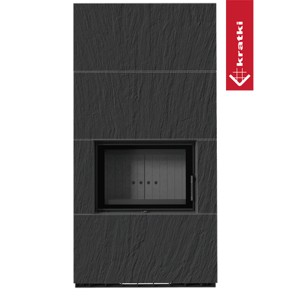 Kratki Kaminbausatz KRATKI FLOKI BOX 8 kW Ø 160 Quarzsinter NATURALI ARDESIA NERO A SPACCO schwarz Verkleidung