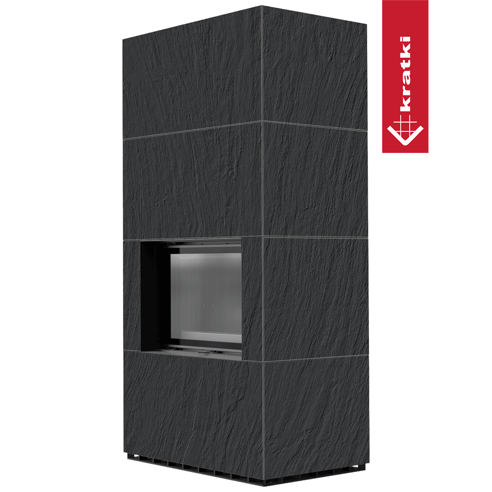Kratki Kaminbausatz KRATKI FLOKI BOX 8 kW Ø 160 Quarzsinter NATURALI ARDESIA NERO A SPACCO schwarz Verkleidung