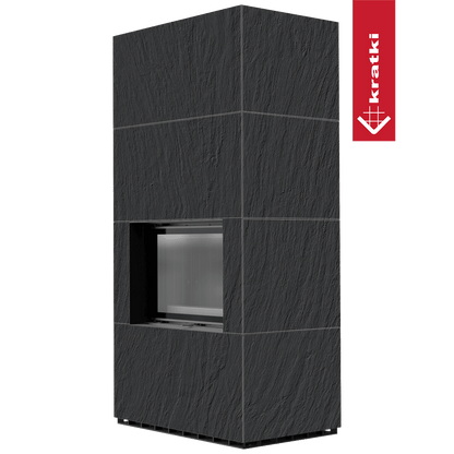 Kratki Kaminbausatz KRATKI FLOKI BOX 8 kW Ø 160 Quarzsinter NATURALI ARDESIA NERO A SPACCO schwarz Verkleidung